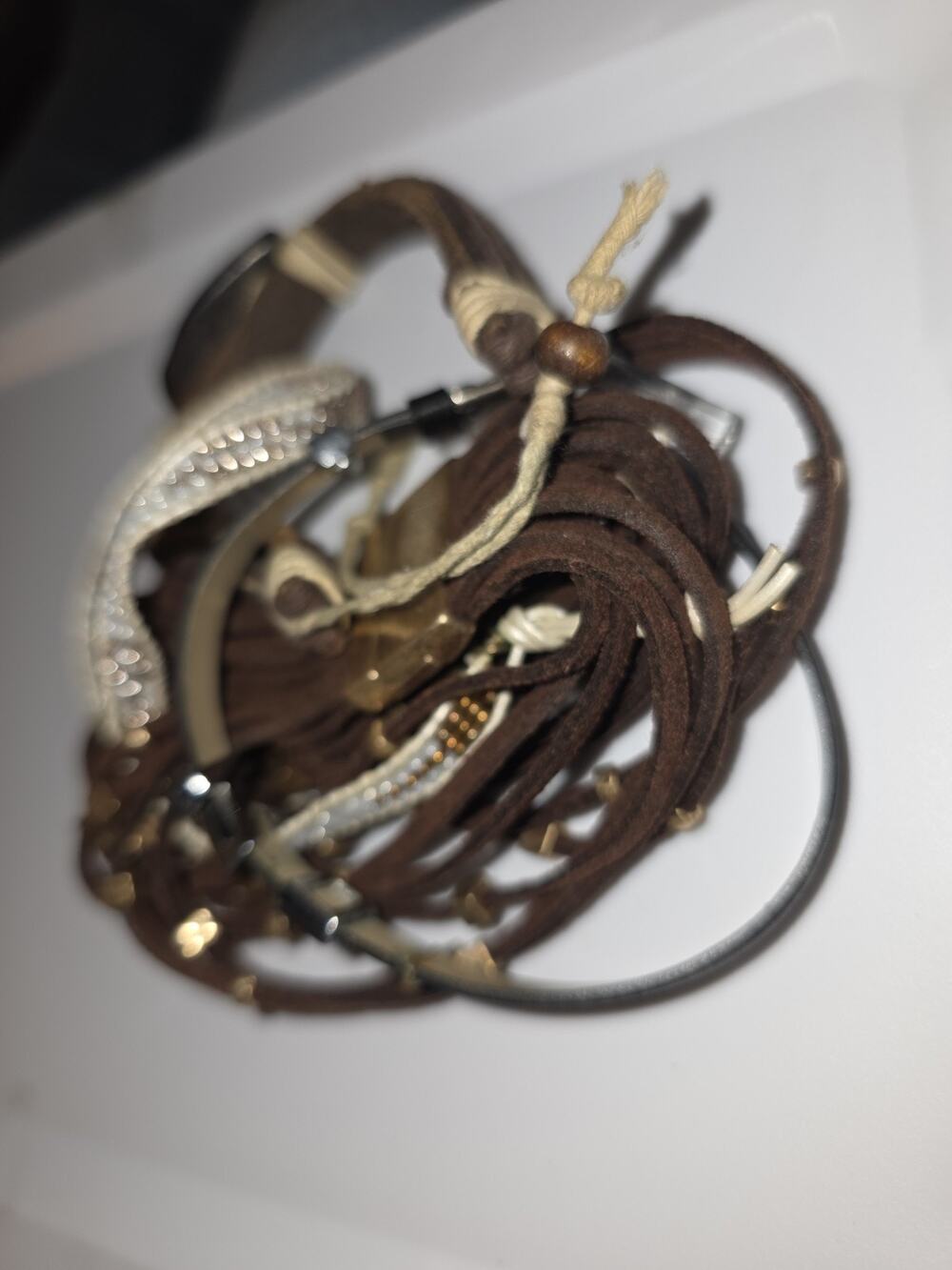 Vintage Bohemian Style Leather and Beaded Bracelet Small Lot